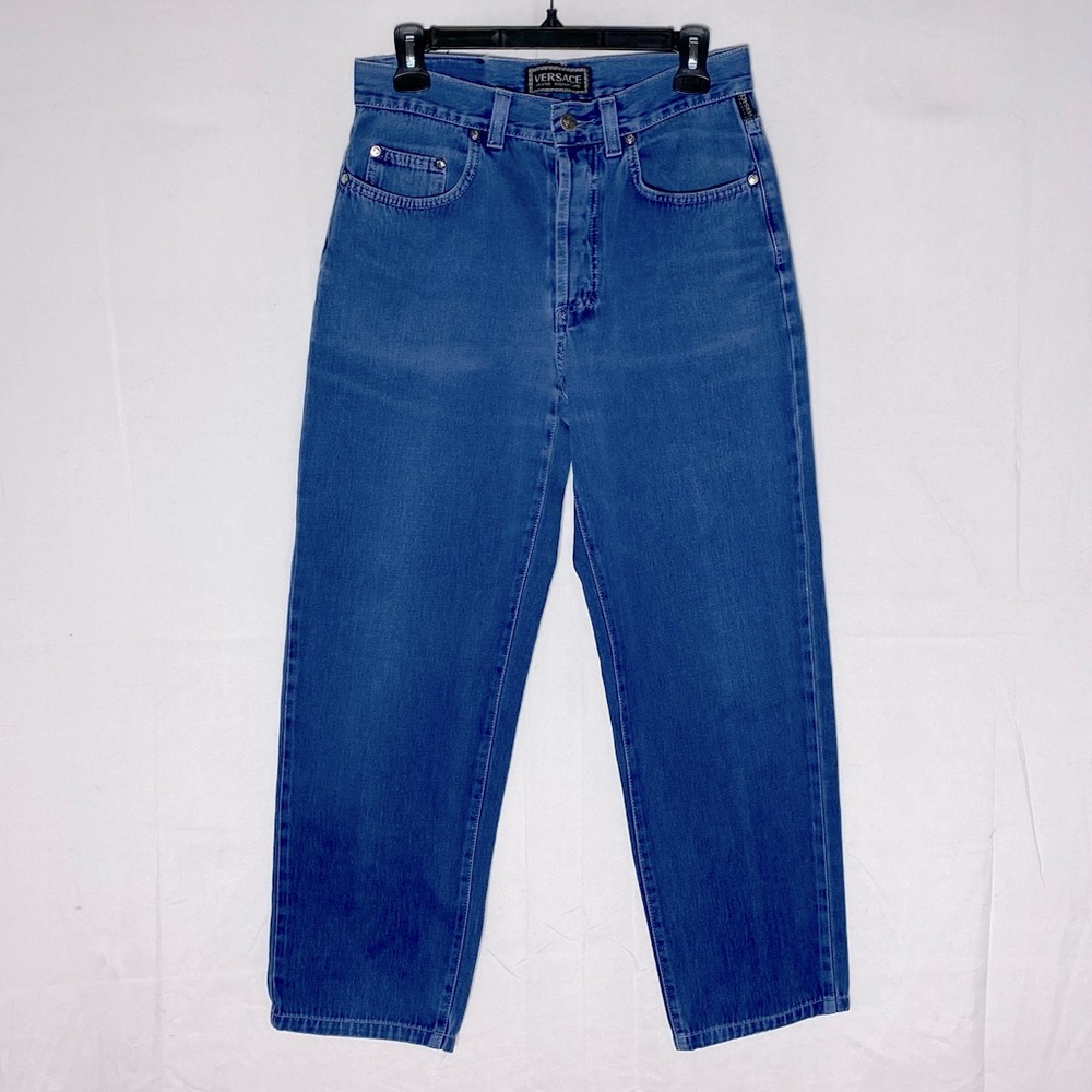 Vintage Versace Jeans Signature Blue High Rise Button Fly Relaxed Jeans Fit 29